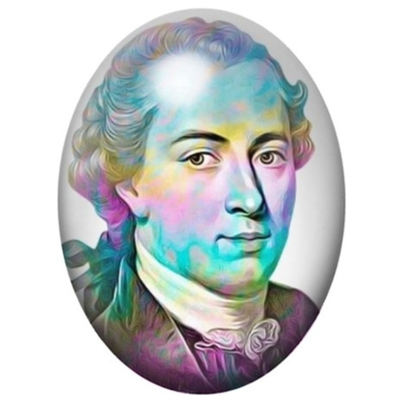 Cabochon en Verre Illustré Immanuel Kant Portrait Multicolore 13x18, 18x25 ou 30x40mm