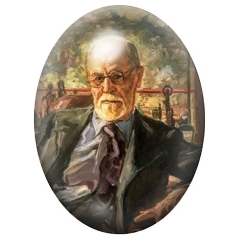 Cabochon en Verre Illustré Sigmund Freud Assis dans son Cabinet 13x18, 18x25 ou 30x40mm