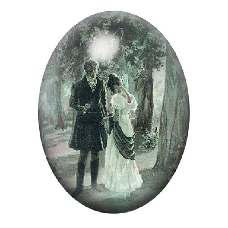 Cabochon en Verre Illustré Jane Austen Raison et Sentiments 13x18, 18x25 ou 30x40mm