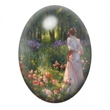 Cabochon en Verre Illustré Jane Austen Raison et Sentiments au Jardin 13x18, 18x25 ou 30x40mm pour la création de bijoux fantais