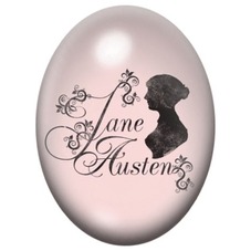 Cabochon en Verre Illustré Jane Austen Silhouette et Signature 13x18, 18x25 ou 30x40mm pour la création de bijoux fantaisie - DI