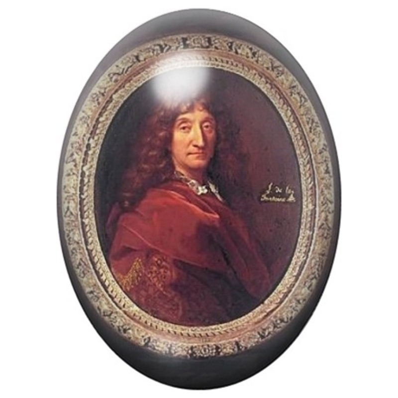 Cabochon en Verre Illustré Jean de La Fontaine Portrait Encadré 13x18, 18x25 ou 30x40mm