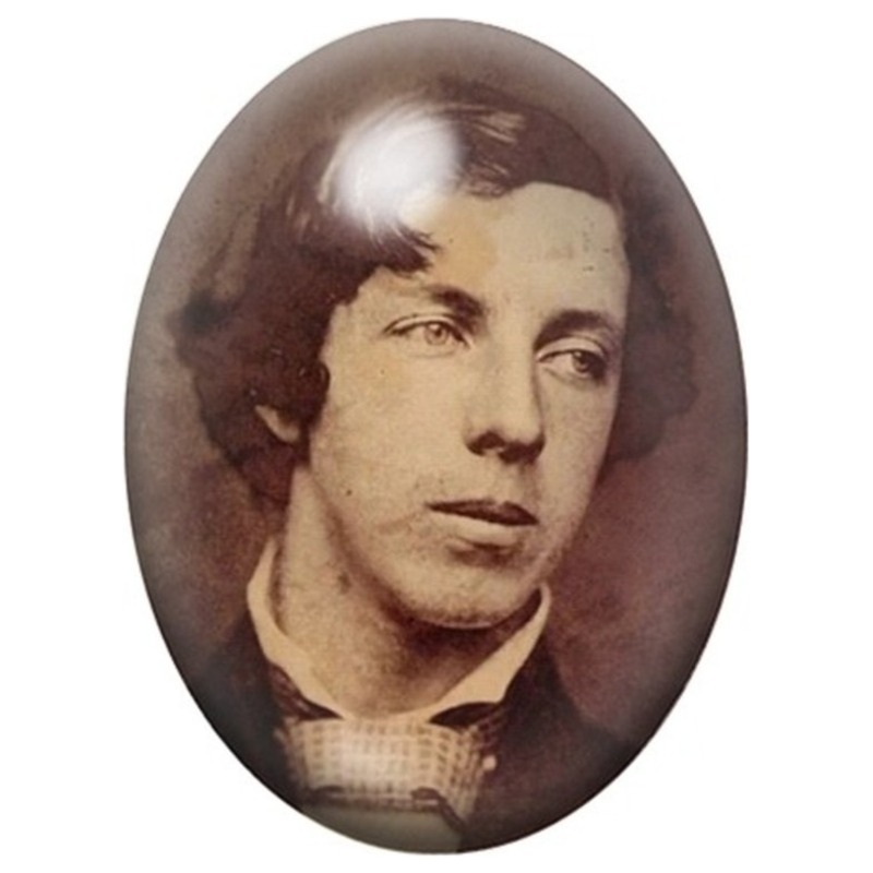 Cabochon en Verre Illustré Lewis Carroll Portrait Sépia 13x18, 18x25 ou 30x40mm