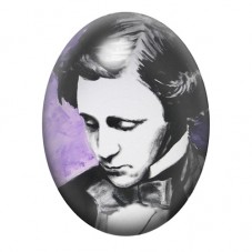 Cabochon en Verre Illustré Lewis Carroll Portrait Graphique Violet 13x18, 18x25 ou 30x40mm pour la création de bijoux fantaisie 