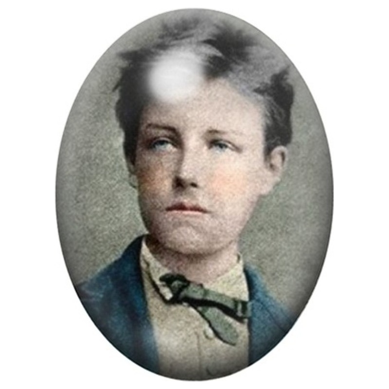 Cabochon en Verre Illustré Arthur Rimbaud Portrait Colorisé 13x18, 18x25 ou 30x40mm