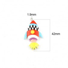 2 Breloques Fusée en Résine 42x23mm