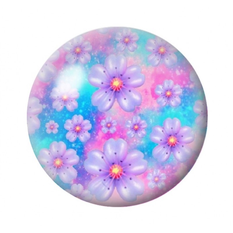 Cabochon en Verre Illustré Fleurs 12 à 25mm