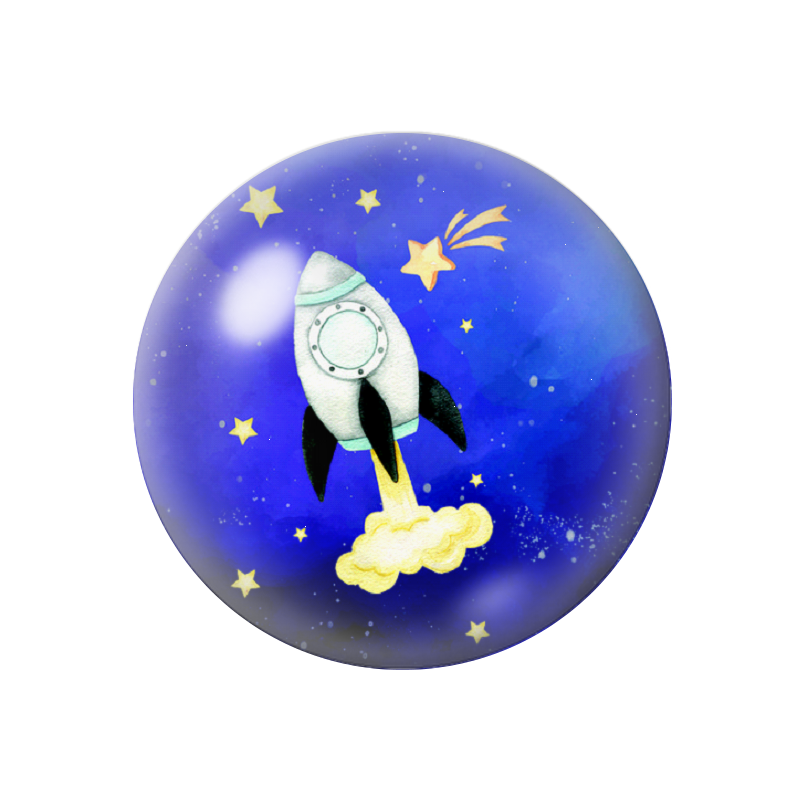 Cabochon en Verre Illustré Fusée Etoiles 12 à 25mm