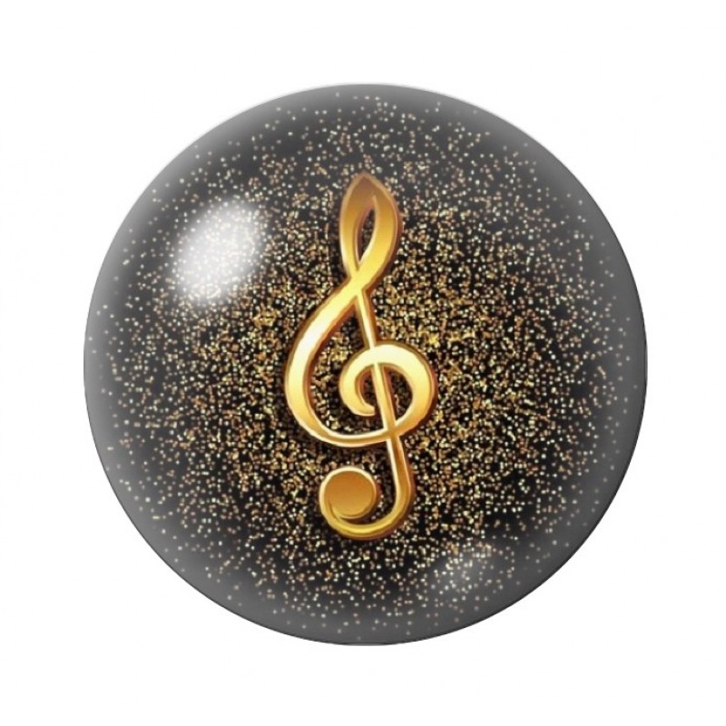 Cabochon en Verre Illustré Clé de Sol Note de Musique 12 à 25mm
