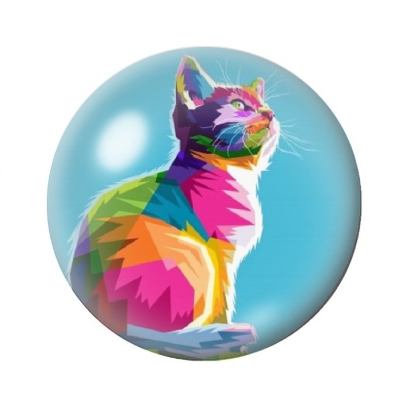 Cabochon en Verre Illustré Chat Coloré 12 à 25mm