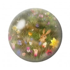 Cabochon en Verre Illustré Lapin Pâques 12 à 25mm pour la Création de Bijoux Fantaisie - DIY