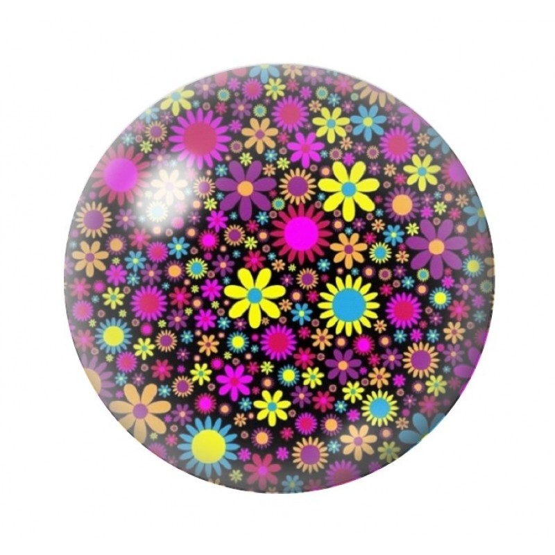 Cabochon en Verre Illustré Fleurs 12 à 25mm