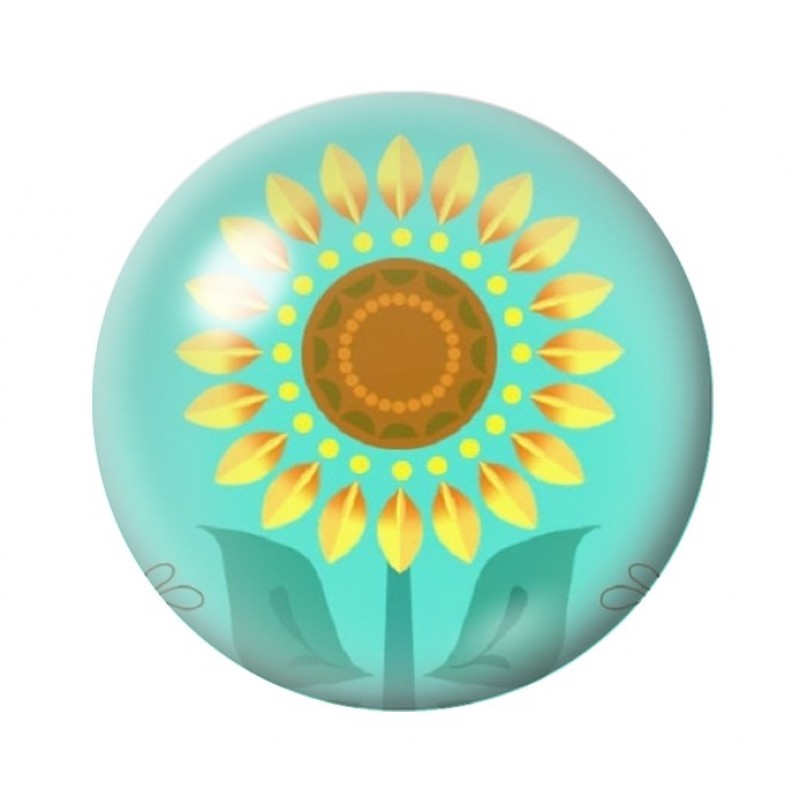 Cabochon en Verre Illustré Fleur Tournesol 12 à 25mm