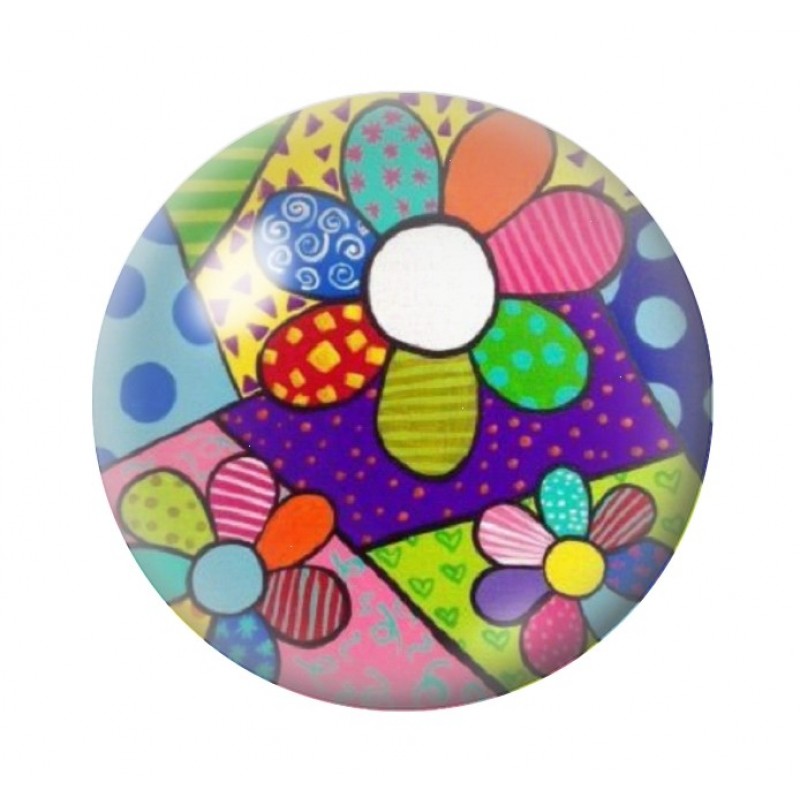 Cabochon en Verre Illustré Fleurs 12 à 25mm