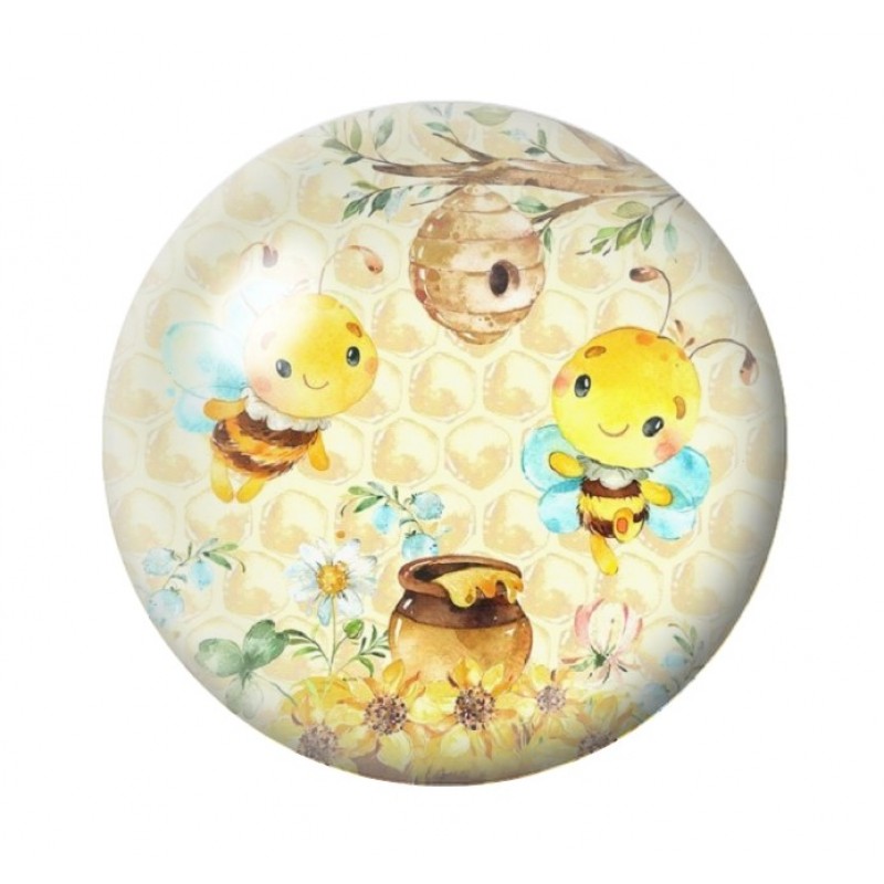 Cabochon en Verre Illustré Abeilles 12 à 25mm
