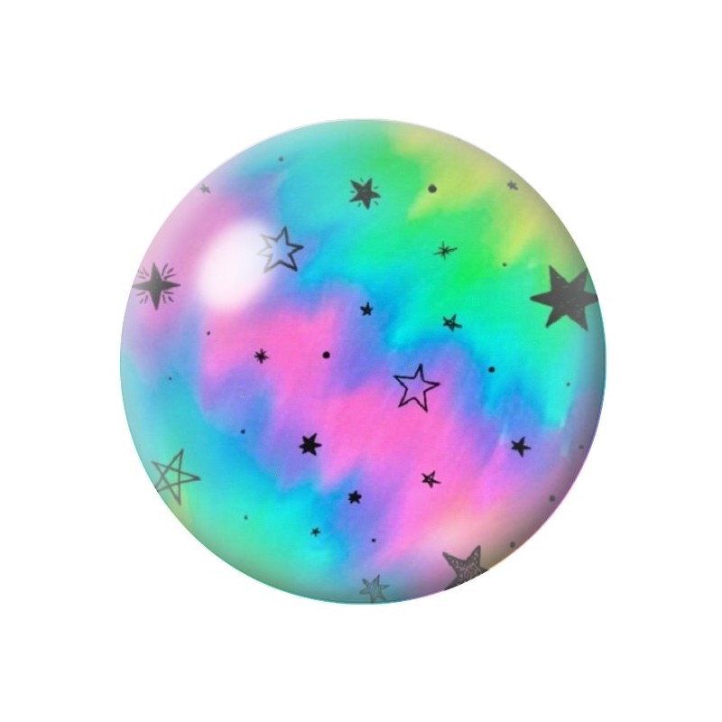Cabochon en Verre Illustré Fantaisie Etoiles 12 à 25mm