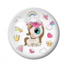 Cabochon en Verre Illustré Licorne 12 à 25mm pour la Création de Bijoux Fantaisie - DIY