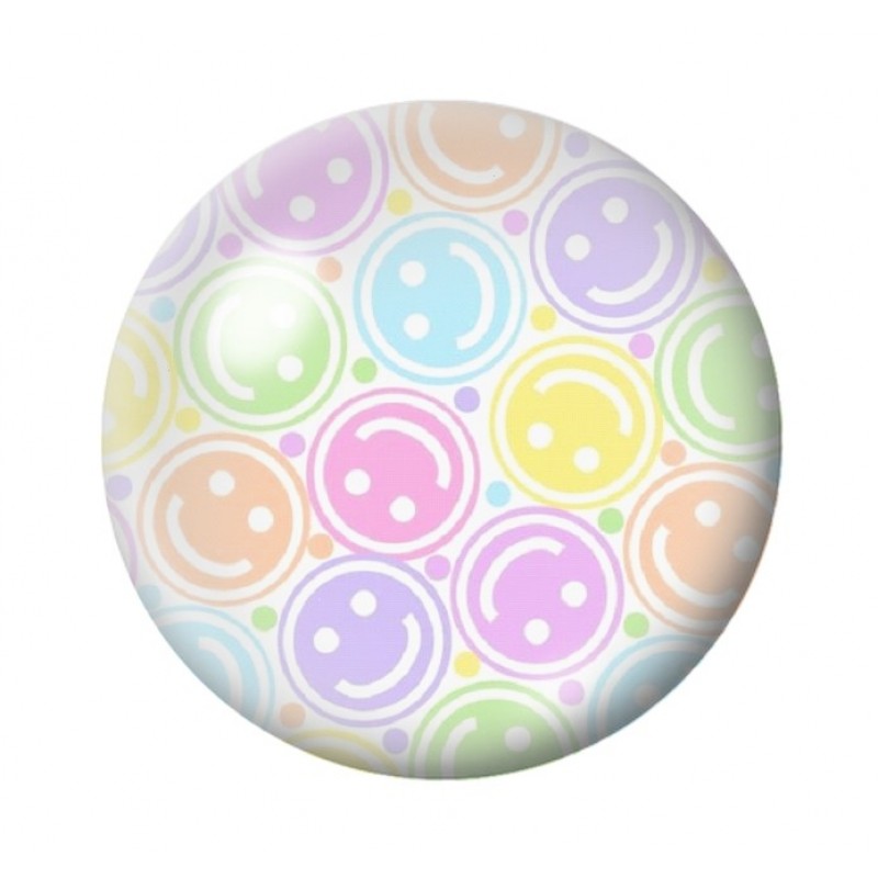 Cabochon en Verre Illustré Smiley 12 à 25mm
