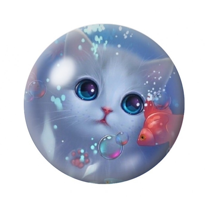 Cabochon en Verre Illustré Chat 12 à 25mm