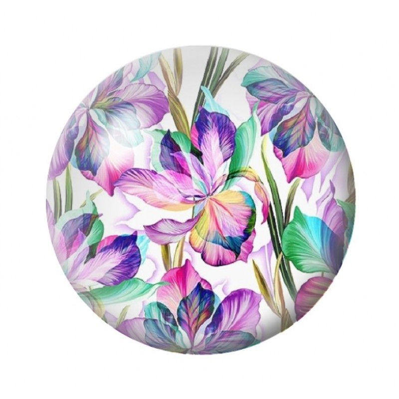 Cabochon en Verre Illustré Fleurs 12 à 25mm