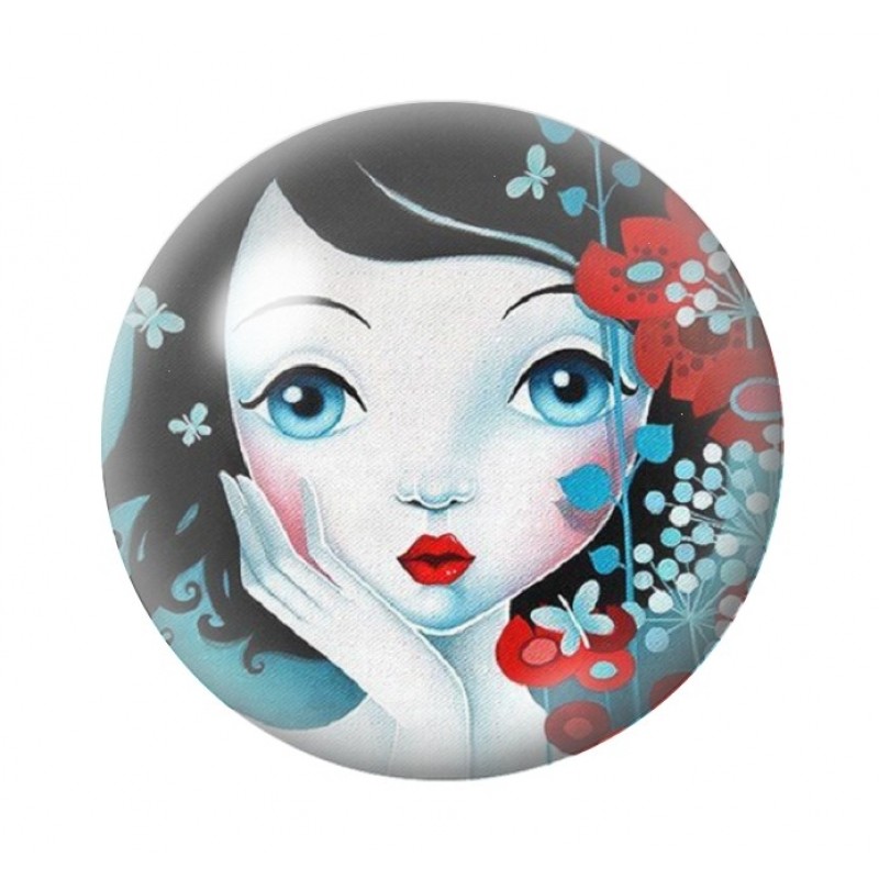 Cabochon en Verre Illustré Petite Fille 12 à 25mm