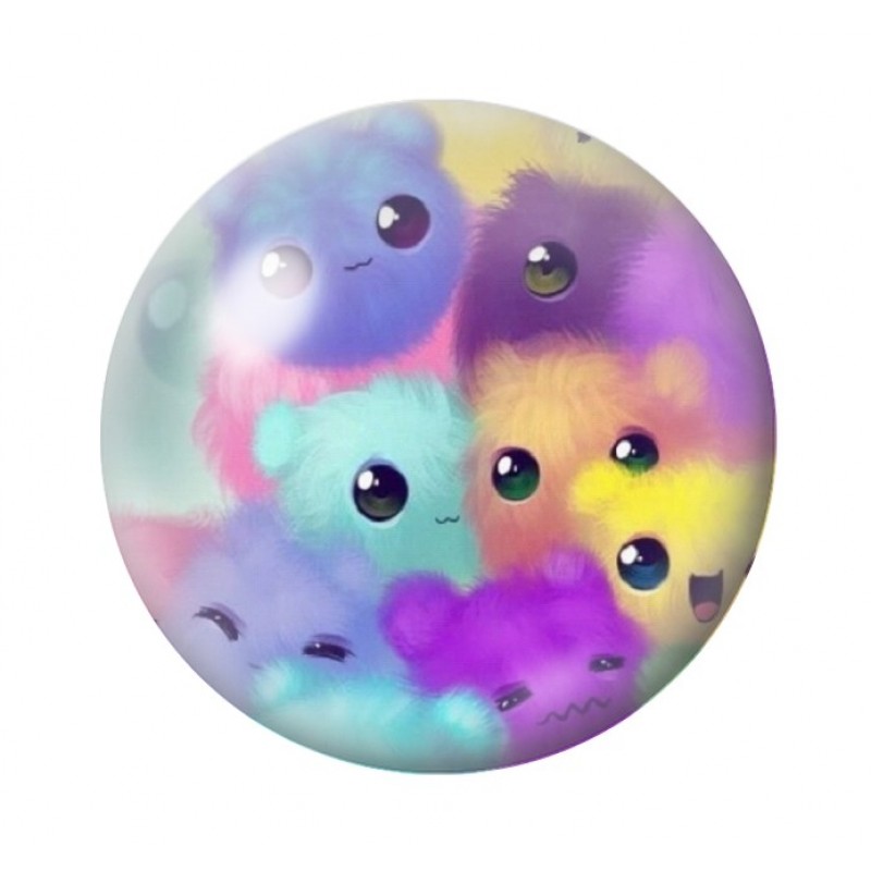 Cabochon en Verre Illustré Peluches 12 à 25mm