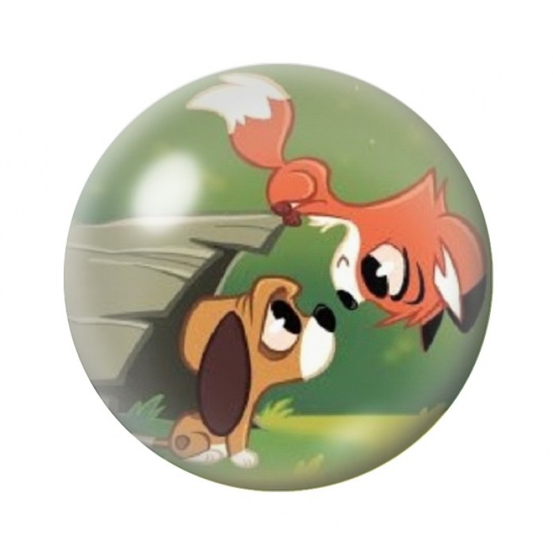 Cabochon en Verre Illustré Chien Renard 12 à 25mm