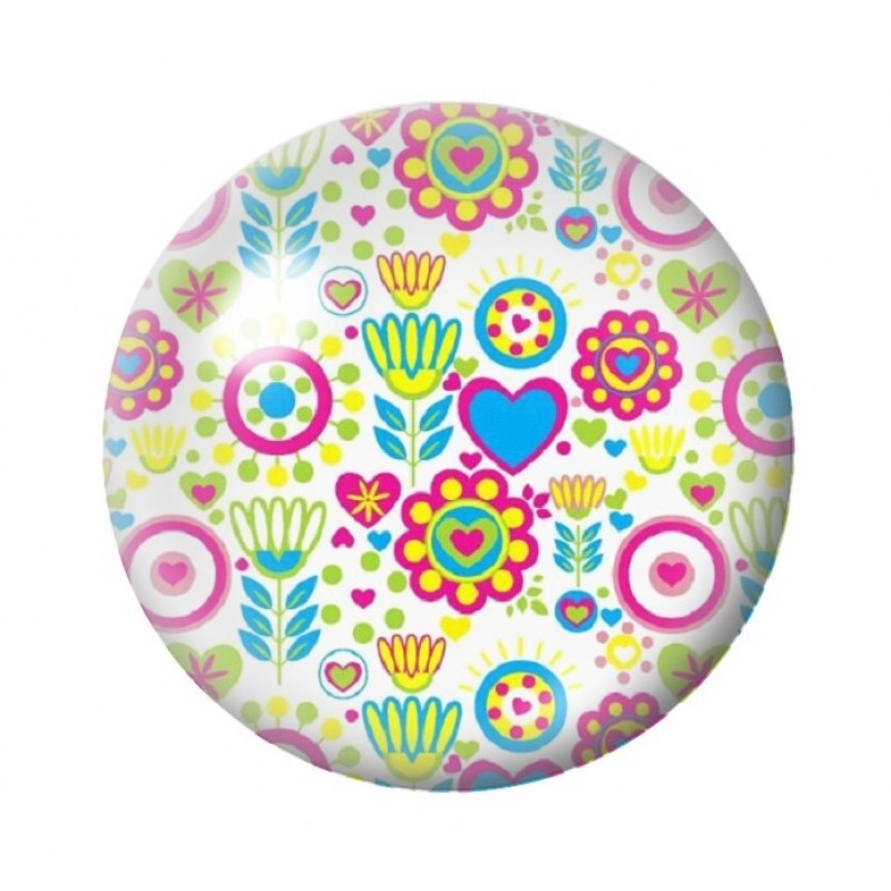 Cabochon en Verre Illustré Fleurs 12 à 25mm