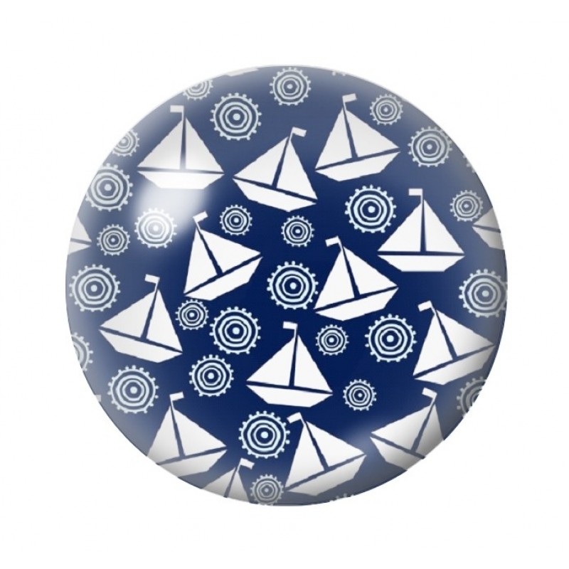 Cabochon en Verre Illustré Petits Bateaux 12 à 25mm