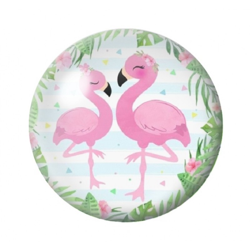 Cabochon en Verre Illustré Flamants Roses 12 à 25mm