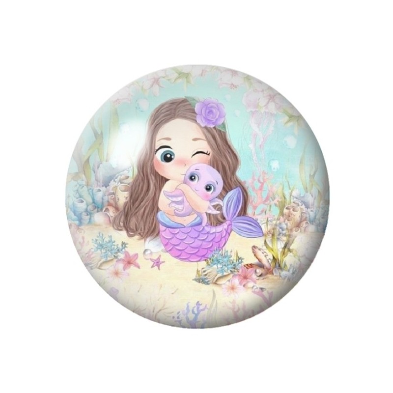 Cabochon en Verre Illustré Sirène 12 à 25mm