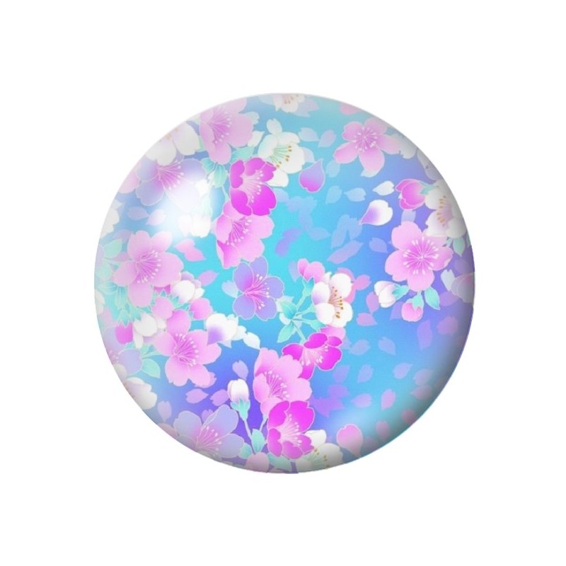 Cabochon en Verre Illustré Fleurs 12 à 25mm