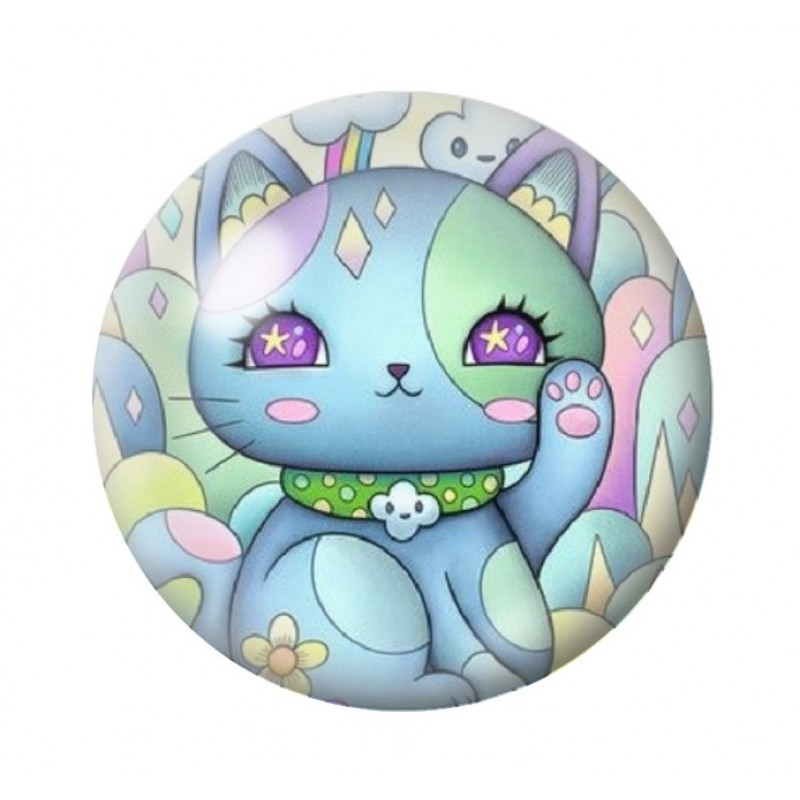 Cabochon en Verre Illustré Chat 12 à 25mm