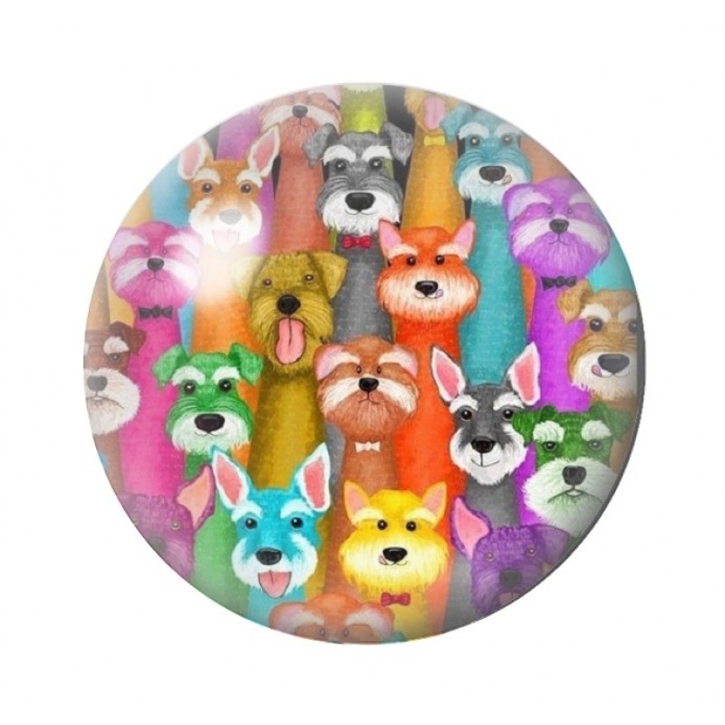 Cabochon en Verre Illustré Chiens Colorés 12 à 25mm