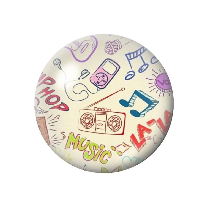 Cabochon en Verre Illustré Musique 12 à 25mm