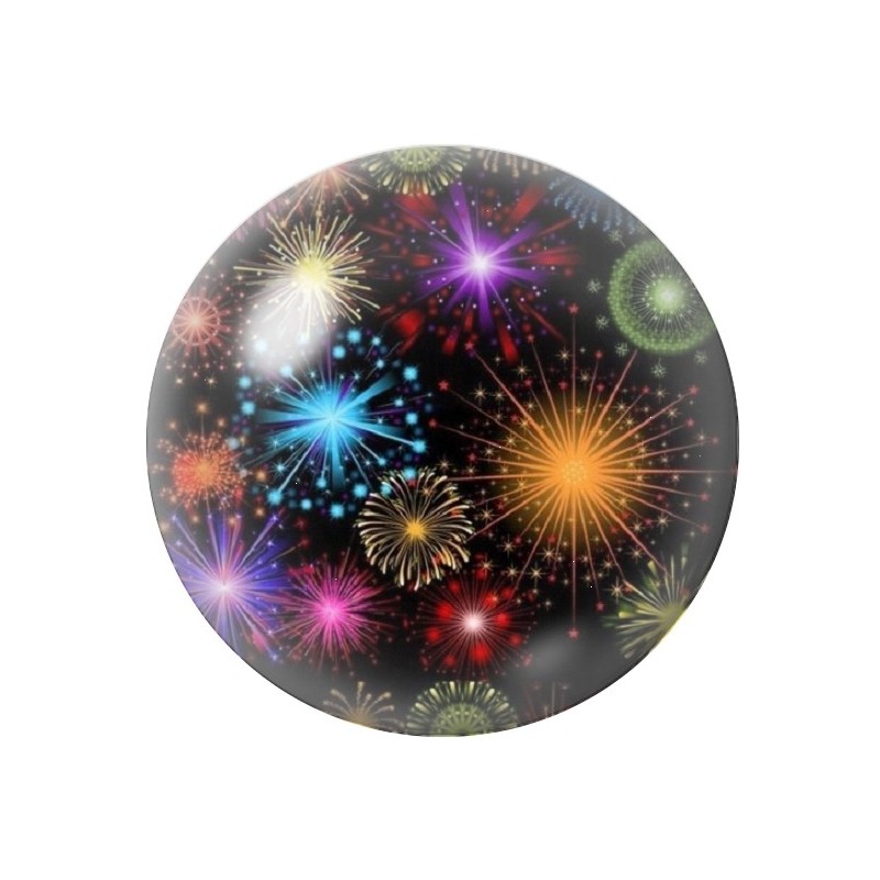 Cabochon en Verre Illustré Feu d'Artifice 12 à 25mm