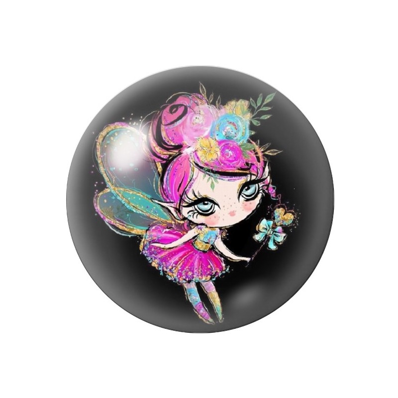 Cabochon en Verre Illustré Fée 12 à 25mm