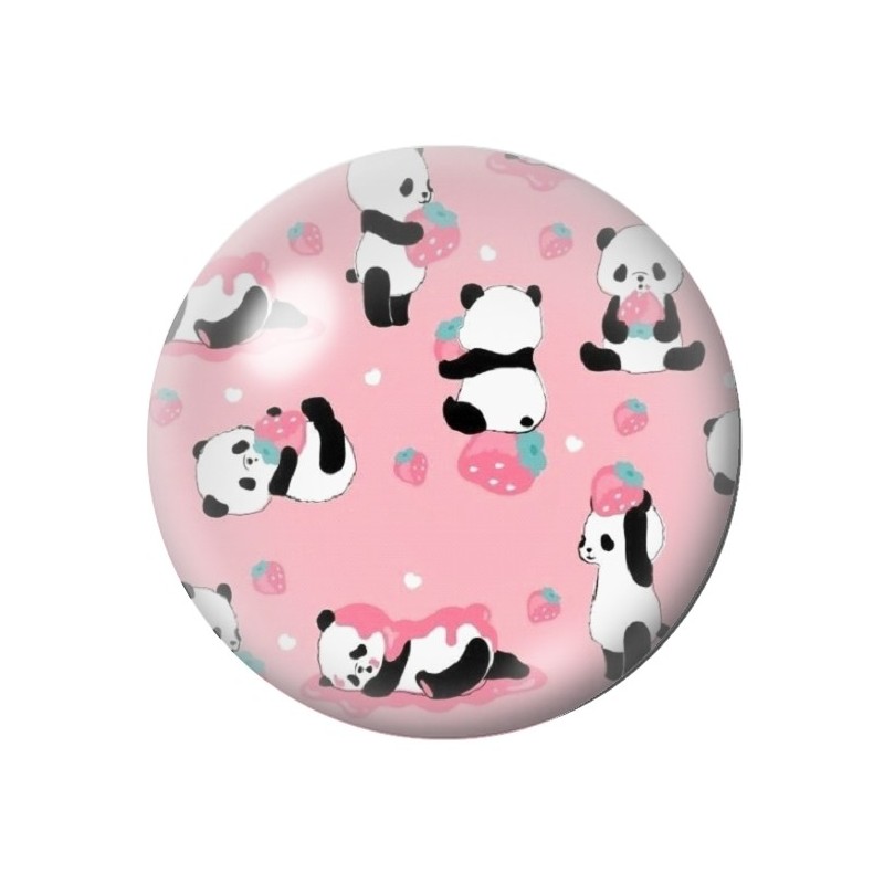 Cabochon en Verre Illustré Pandas 12 à 25mm