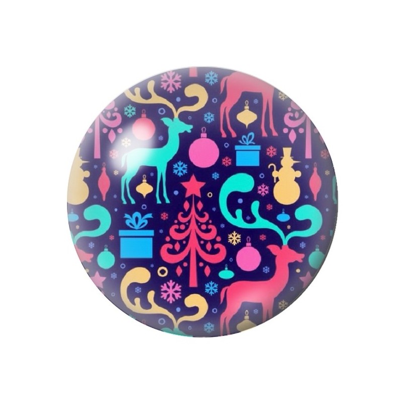 Cabochon en Verre Illustré Noël Coloré 12 à 25mm