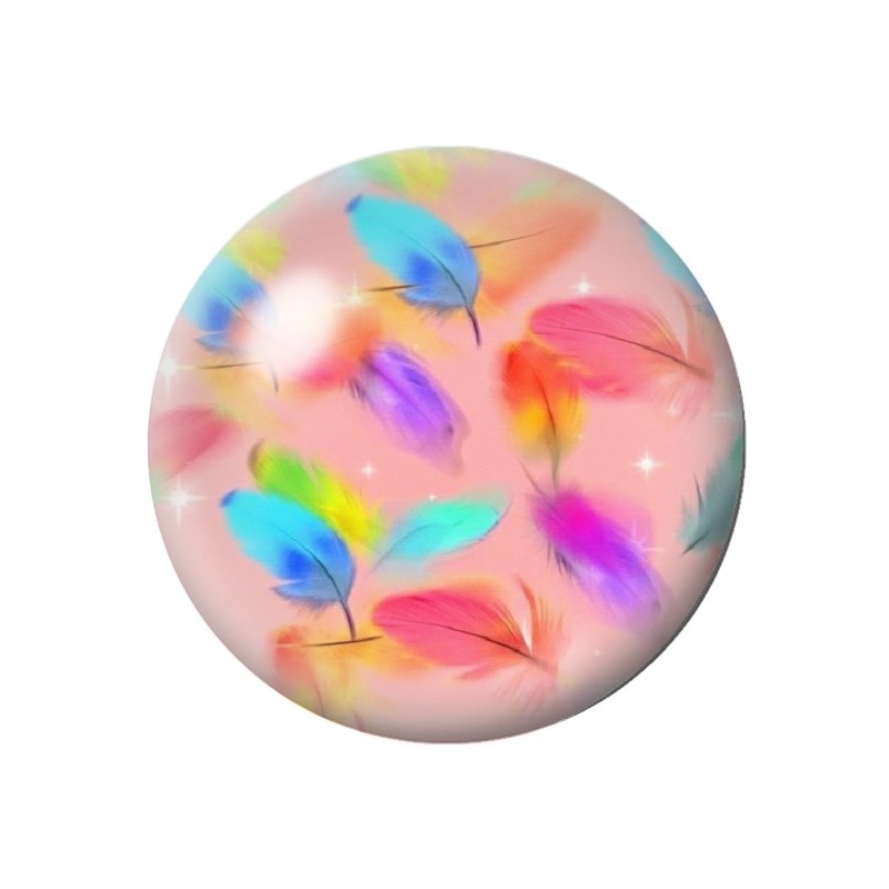 Cabochon en Verre Illustré Plumes 12 à 25mm