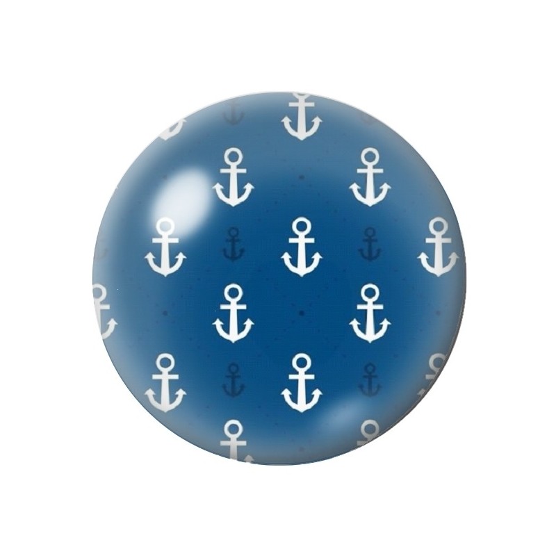 Cabochon en Verre Illustré Ancre Marine 12 à 25mm