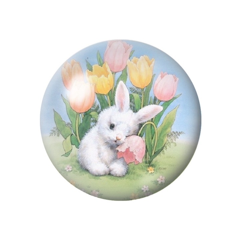 Cabochon en Verre Illustré Lapin Pâques 12 à 25mm