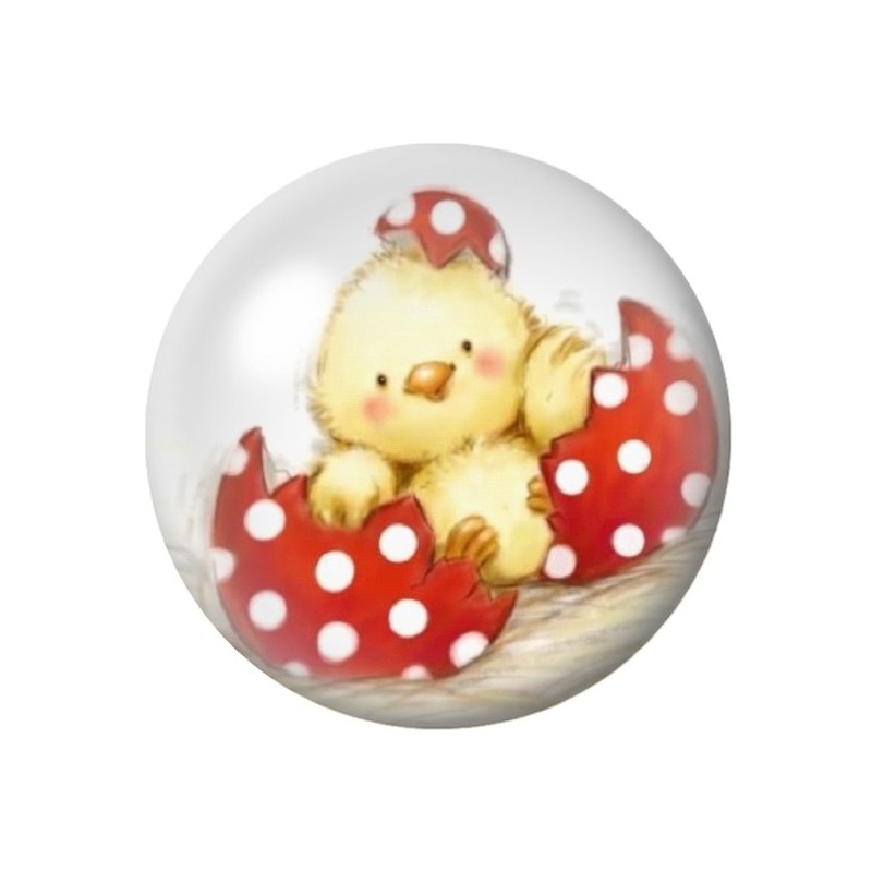 Cabochon en Verre Illustré Poussin Pâques 12 à 25mm