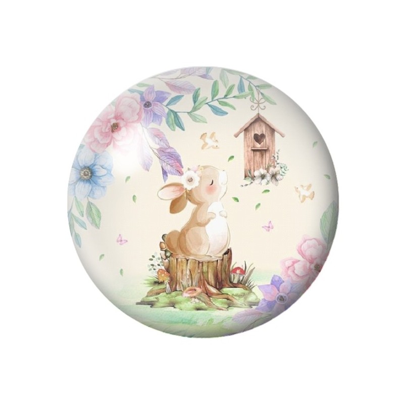 Cabochon en Verre Illustré Lapin Pâques 12 à 25mm