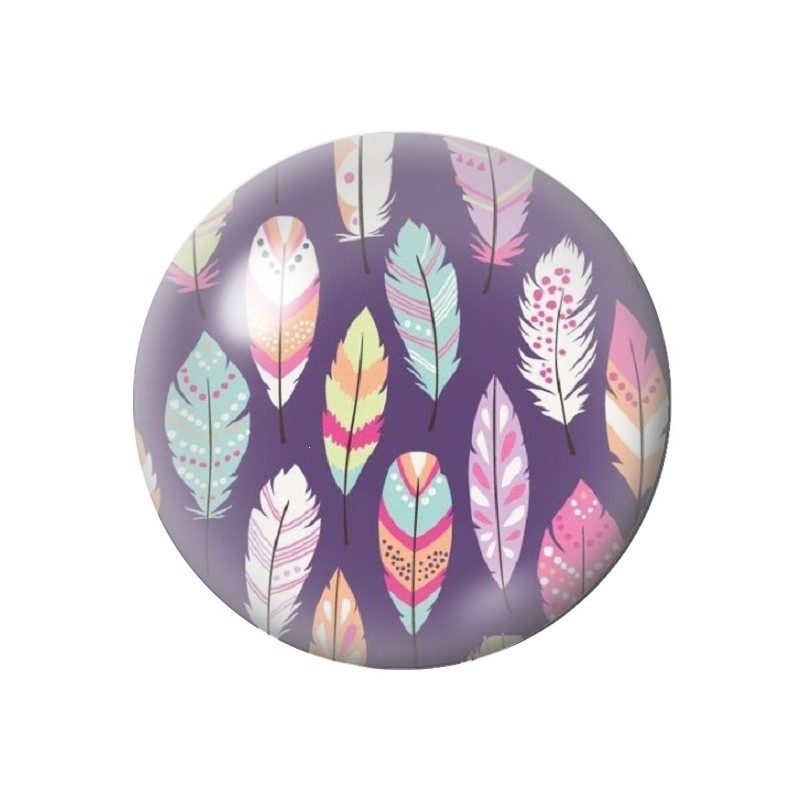 Cabochon en Verre Illustré Plumes 12 à 25mm