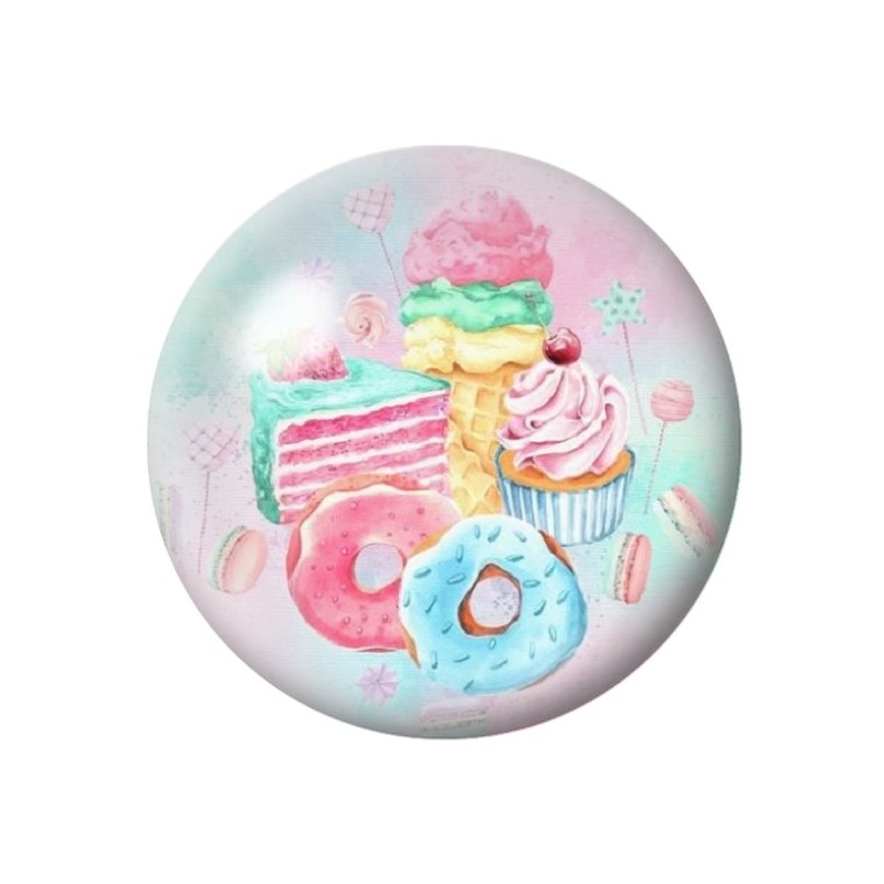 Cabochon en Verre Illustré Sucreries 12 à 25mm