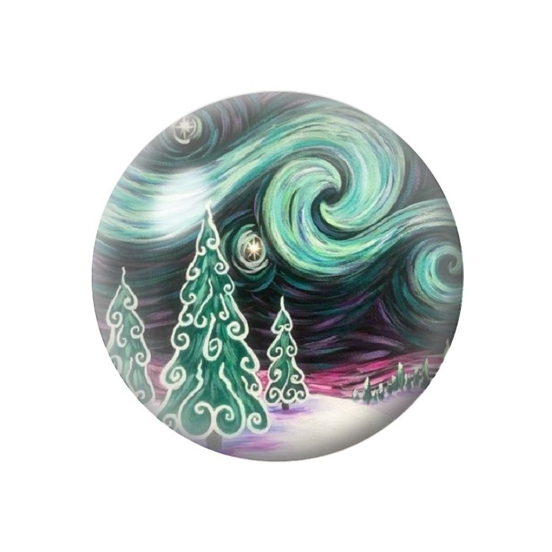 Cabochon en Verre Illustré Sapin de Noël 12 à 25mm