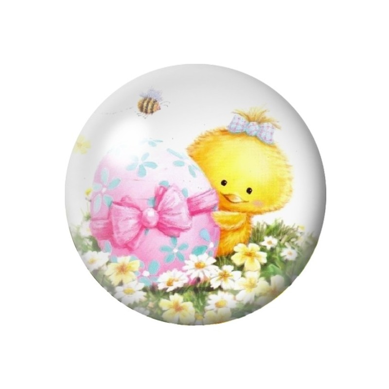 Cabochon en Verre Illustré Poussin Pâques 12 à 25mm