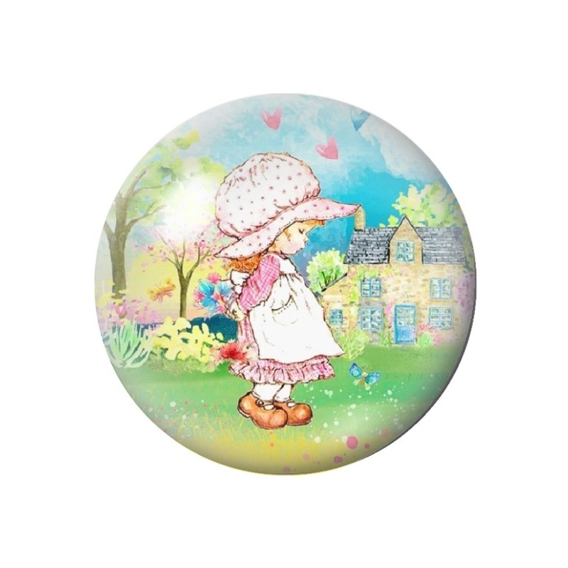 Cabochon en Verre Illustré Petite Fille 12 à 25mm