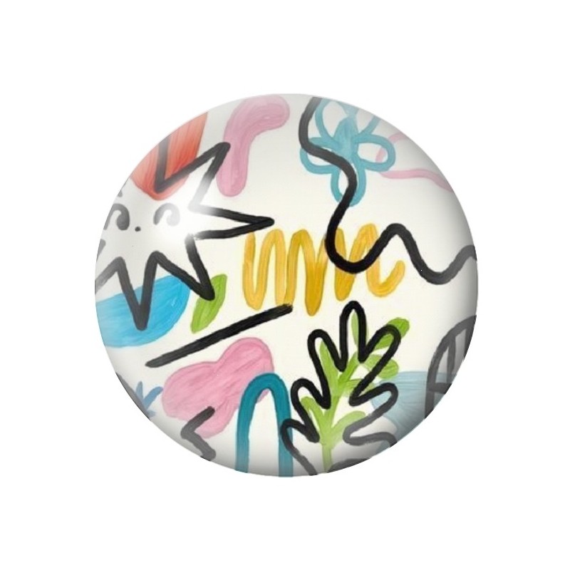 Cabochon en Verre Illustré Gribouillages 12 à 25mm